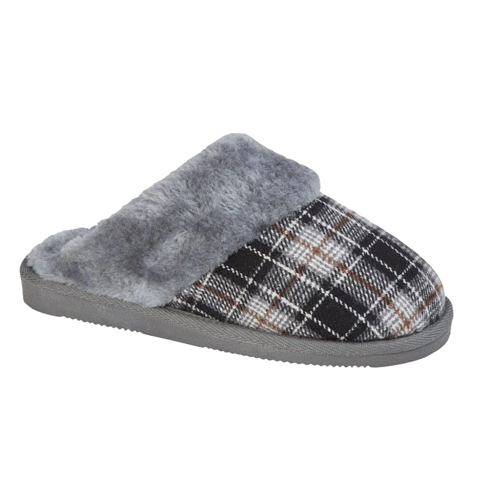 Sleepers Womens Leyla Checked Slippers (Black/Grey) - DF2151