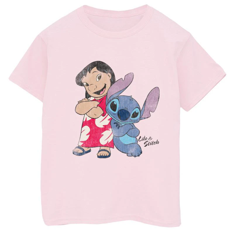 Lilo & Stitch Girls Classic Cotton T-Shirt (Baby Pink) - BI603