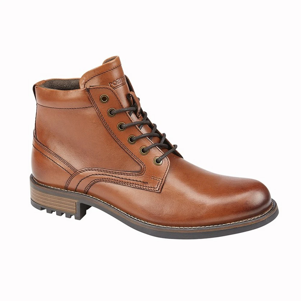 Roamers Mens Elgin Leather Ankle Boots (Tan) - DF2198