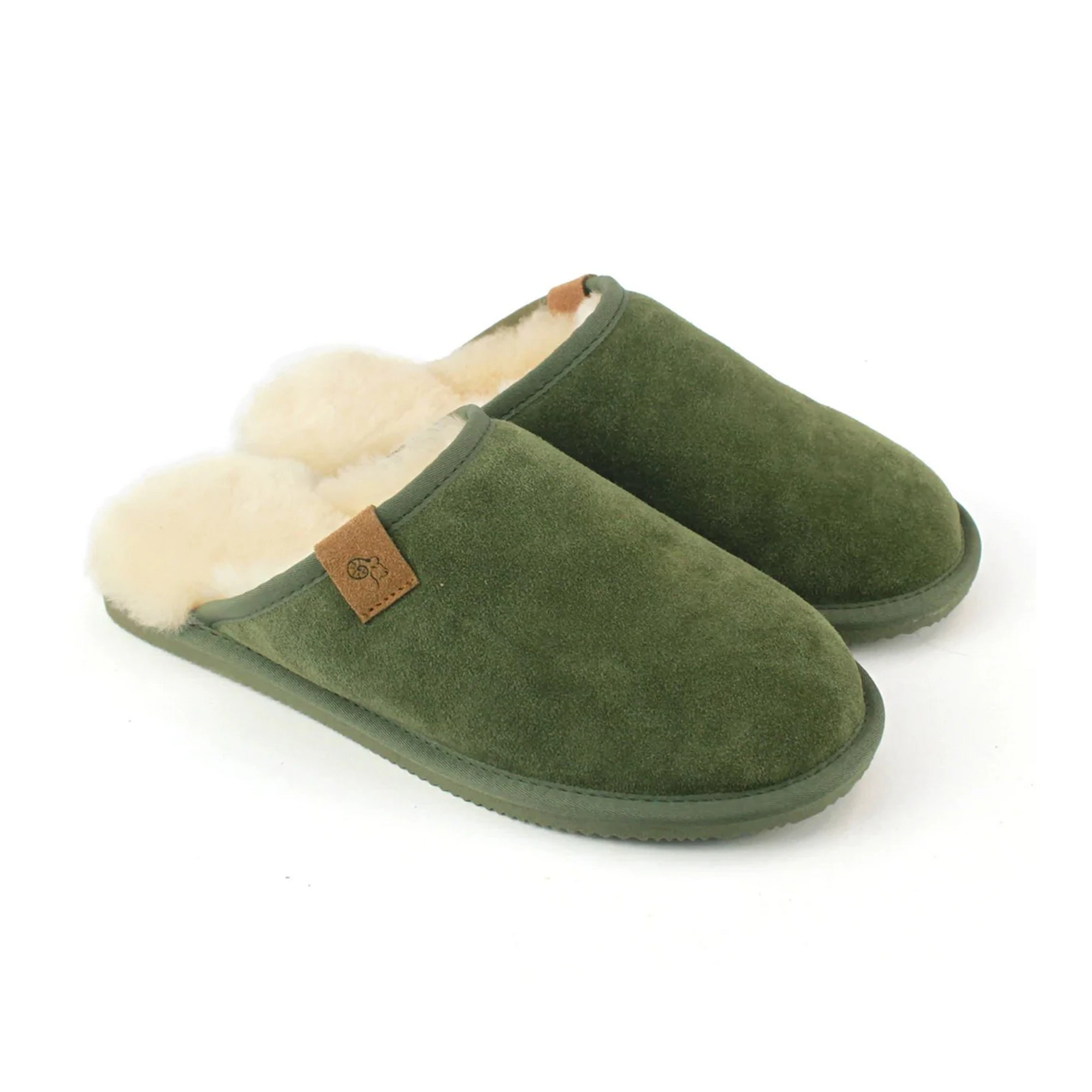 Eastern Counties Leather Mens Ellis Sheepskin Slippers (Olive) - EL406