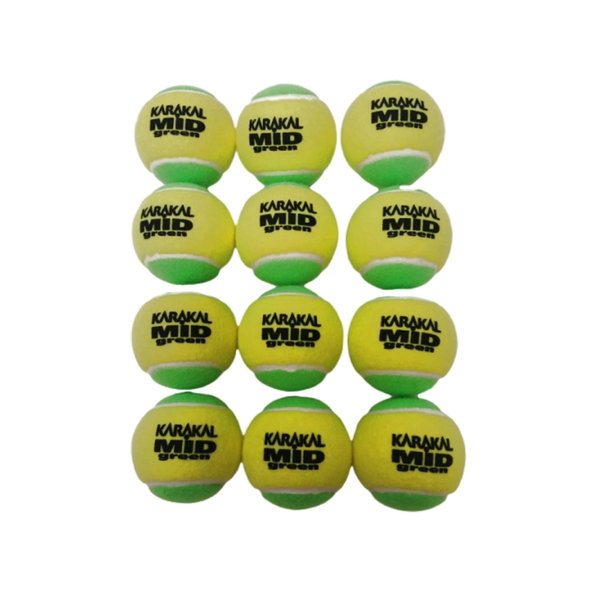 Karakal Mid Tennis Balls (Pack of 12) (Yellow/Green) - CS1619