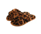 Eastern Counties Leather Womens Delilah Leopard Print Sheepskin Slippers (Brown/Black) - EL372