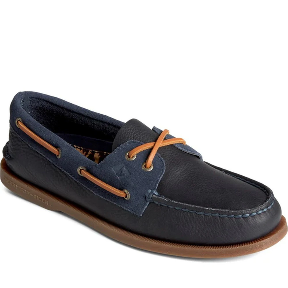 Sperry Mens Authentic Original Tumbled Leather Boat Shoes (Navy) - FS9974