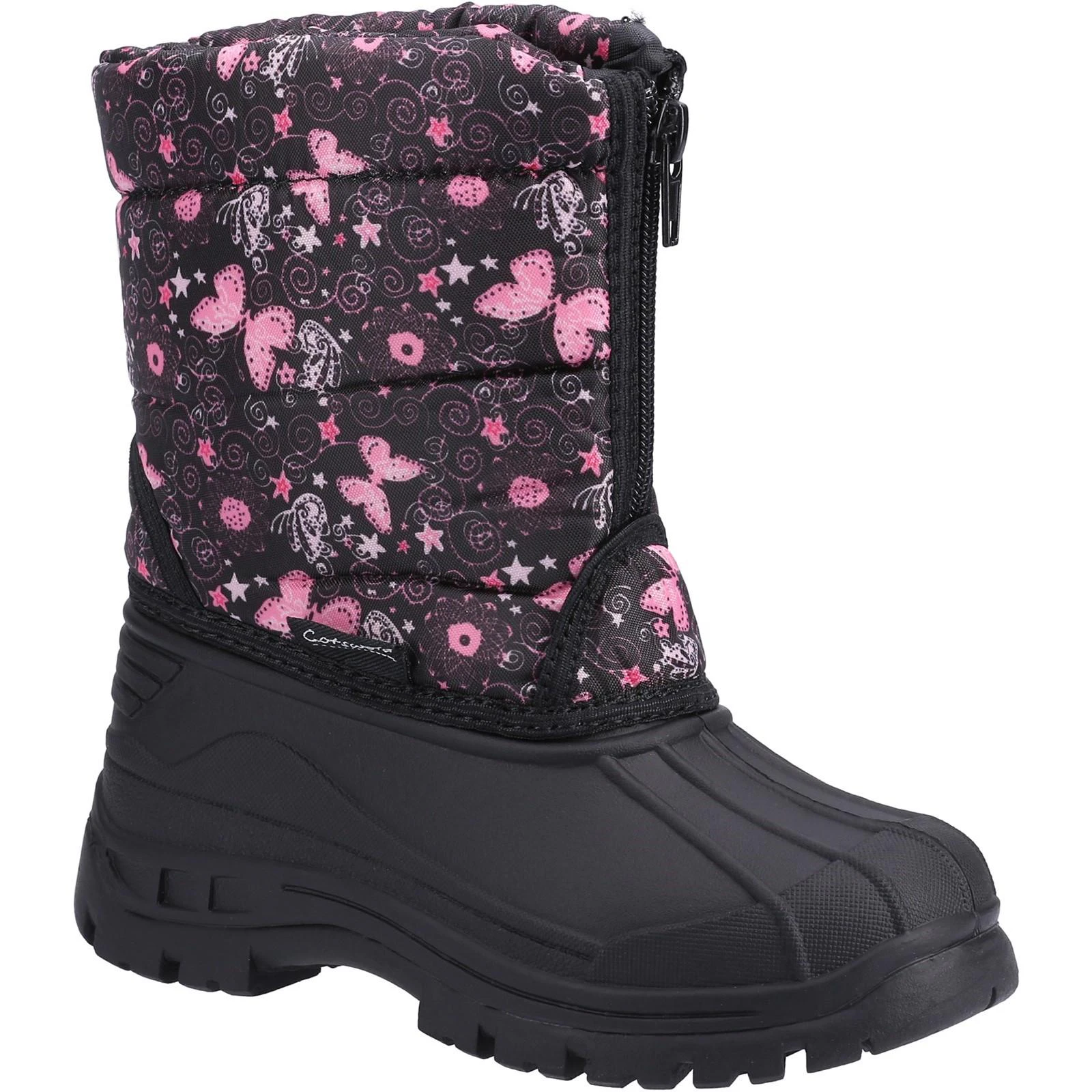 Cotswold Childrens/Kids Iceberg Butterfly Snow Boots (Pink/Black) - FS8514