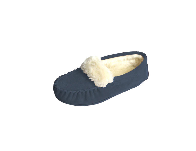 Eastern Counties Leather Womens Zoe Plush Lined Moccasins (Navy) - EL284