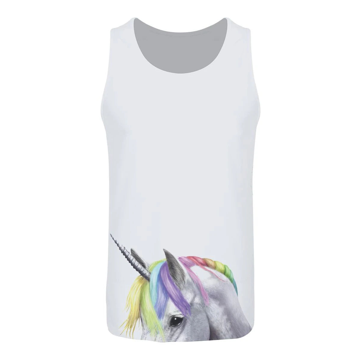 Inquisitive Creatures Mens Rainbow Unicorn Vest Top (White) - GR4479