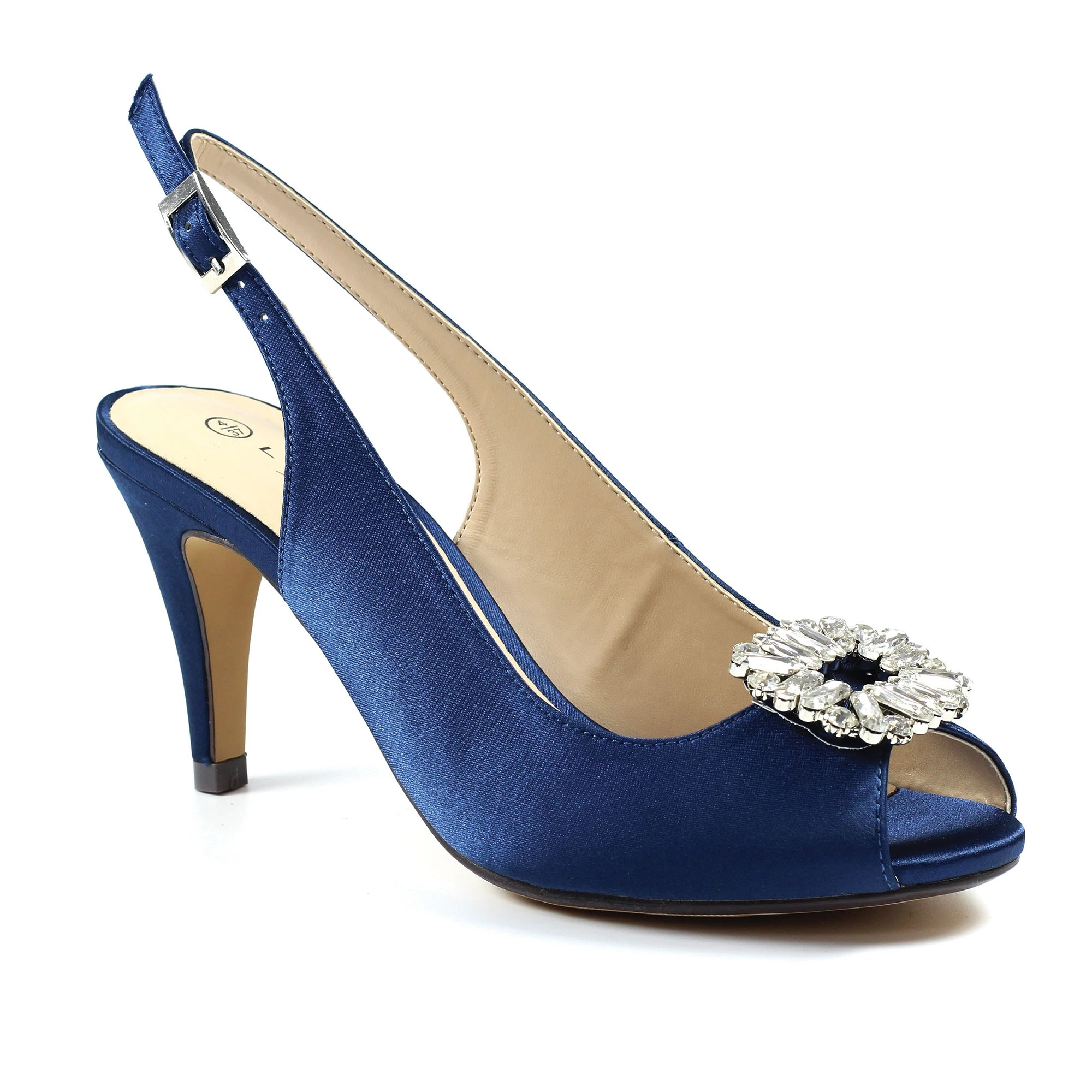 Lunar Womens Venice Satin Court Shoes (Navy) - GS463