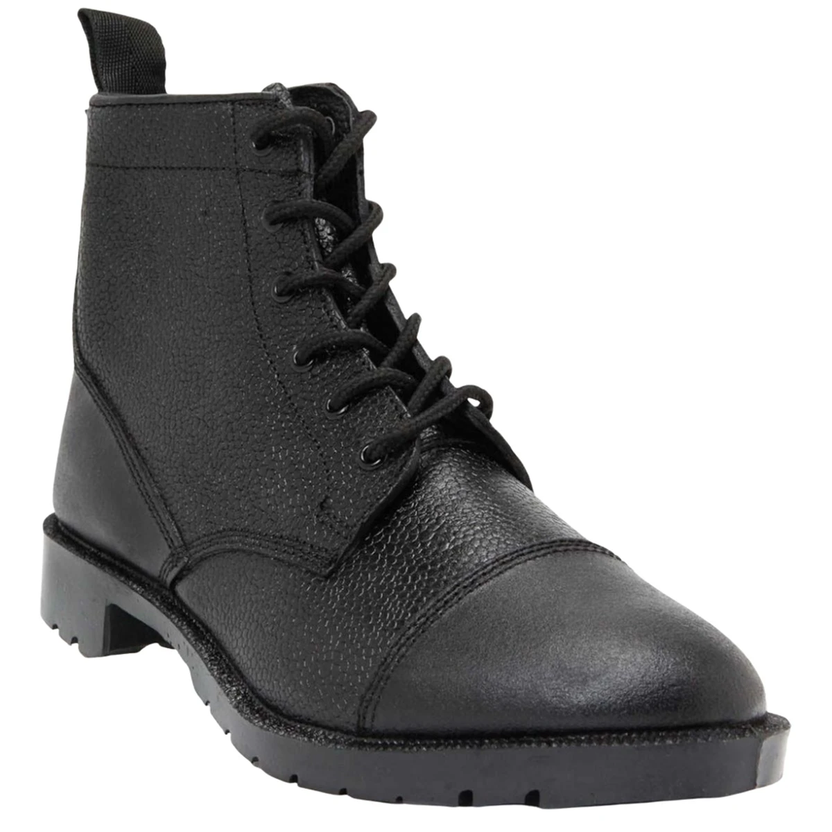 Grafters Mens 6 Eye Grain Leather Cadet Boots (Black) - DF582