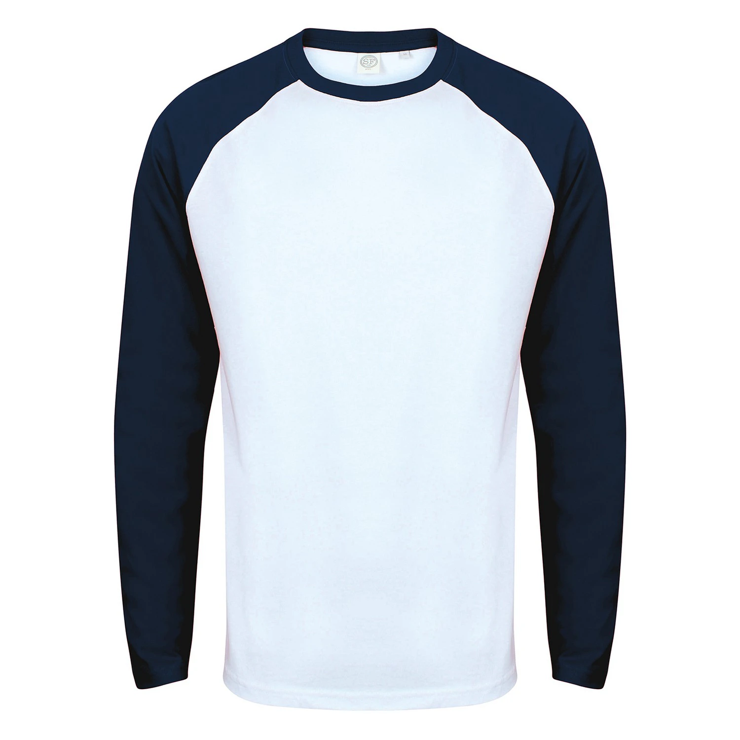 Skinni Fit Mens Long-Sleeved Baseball T-Shirt (White/Oxford Navy) - PC5704