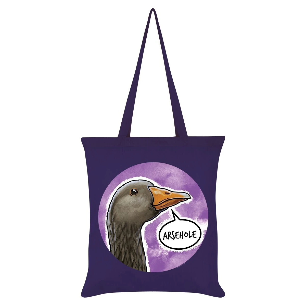 Cute But Abusive Arsehole Goose Tote Bag (Purple/Brown/White) - GR5683