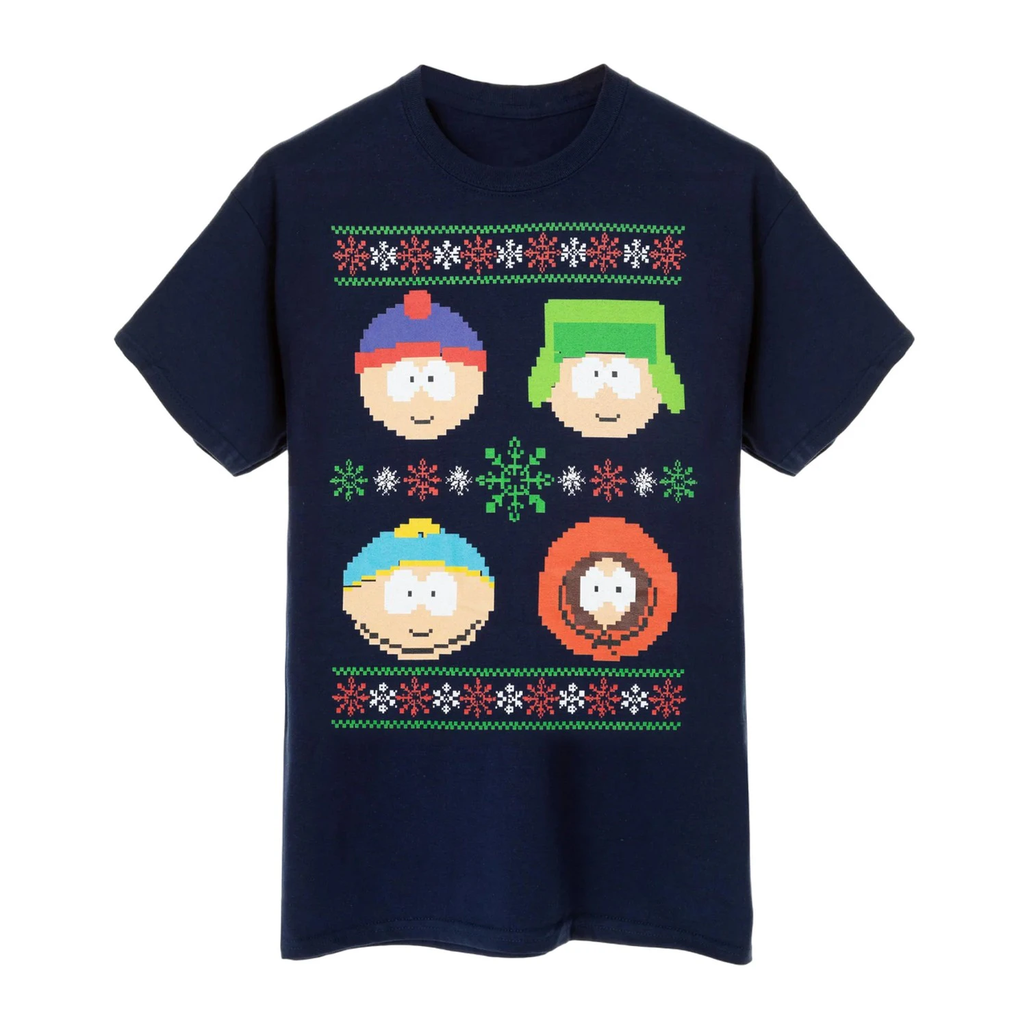 South Park Mens Fair Isle Christmas T-Shirt (Navy) - NS7885