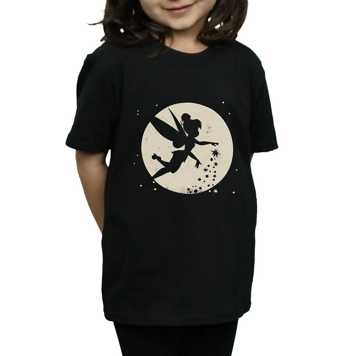 Tinkerbell Girls Moon Cotton Crop T-Shirt (Black) - BI752