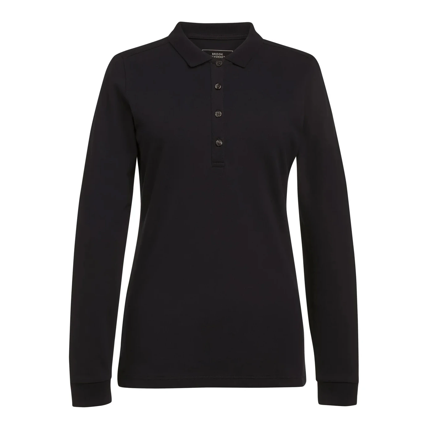 Brook Taverner Womens Anna Long-Sleeved Polo Shirt (Black) - PC5849