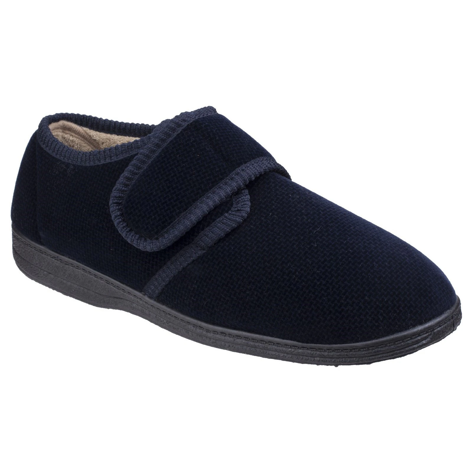 Fleet & Foster Mens Sam Touch Fastening Slippers (Navy) - FS4502