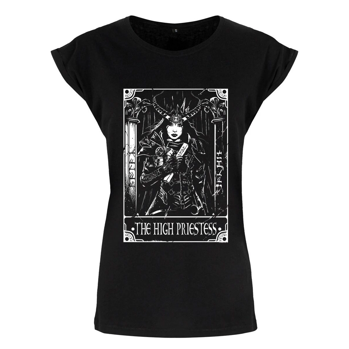 Deadly Tarot Womens The High Priestess T-Shirt (Black) - GR3399