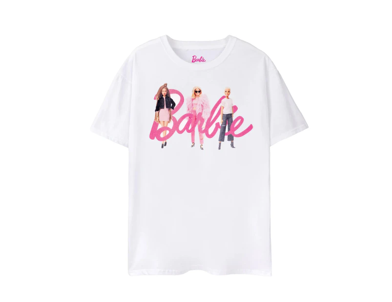 Barbie Womens Dolls Logo T-Shirt (White) - NS7612