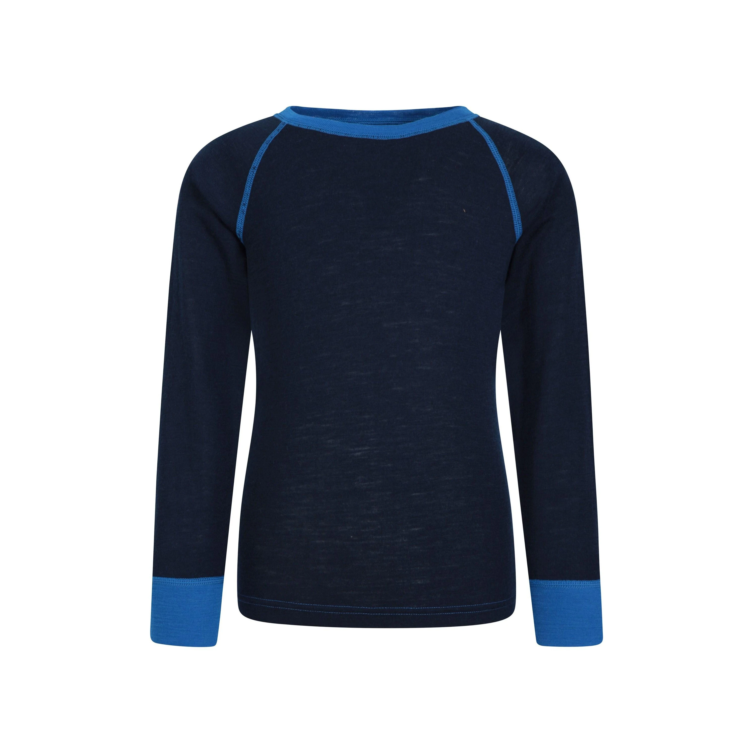 Mountain Warehouse Childrens/Kids Merino II Contrast Round Neck Base Layer Top (Blue) - MW832