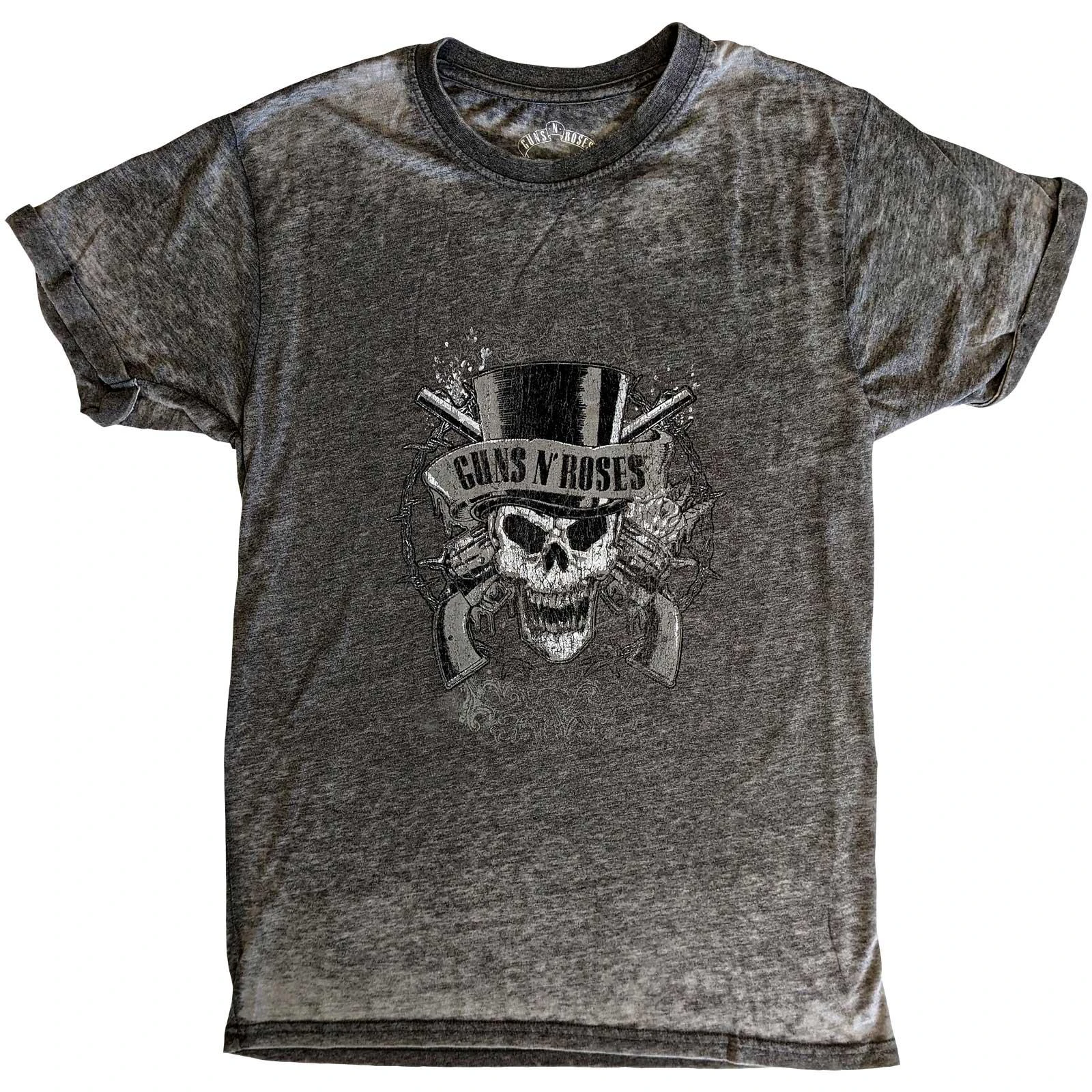 Guns N Roses Unisex Adult Faded Skull Burnout T-Shirt (Charcoal Grey) - RO5548