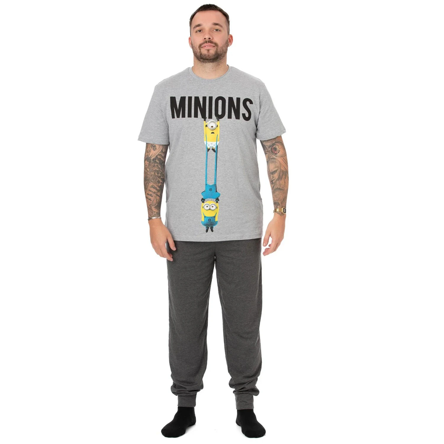 Minions Mens Pyjama Set (Light Grey/Dark Grey) - NS6935