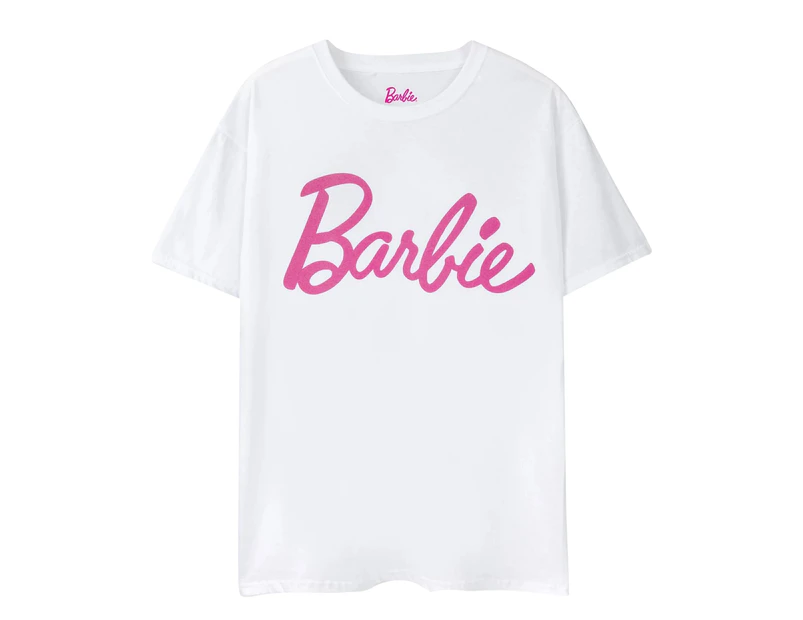 Barbie Womens Classic Logo T-Shirt (White) - NS7665