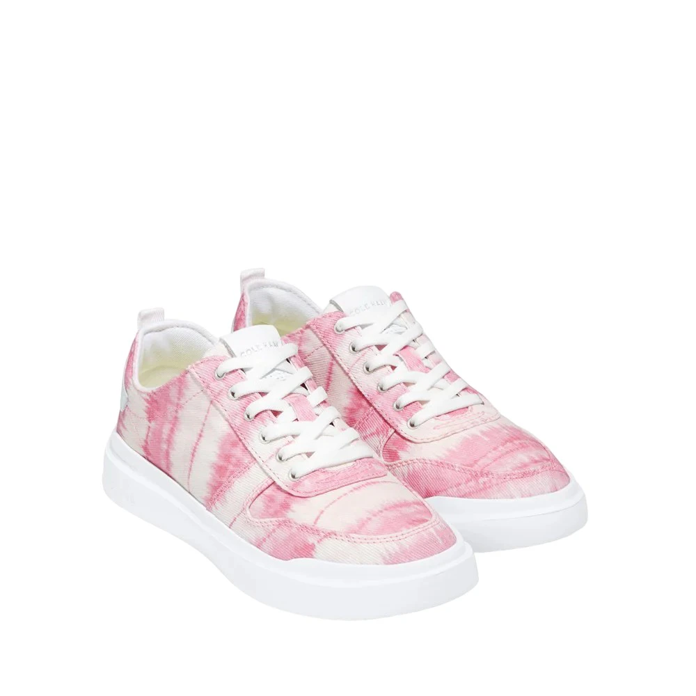 Cole Haan Womens GrandPro Rally Tie Dye Canvas Court Trainers (Pink/Optic White) - FS10674