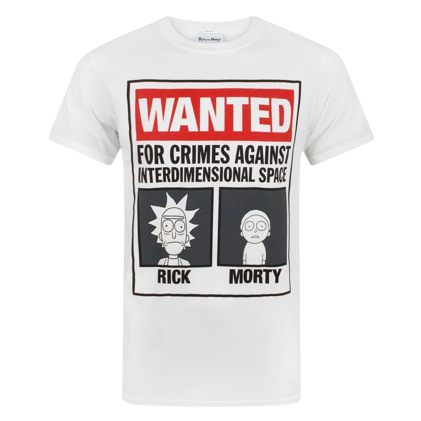 Rick And Morty Mens Wanted Poster T-Shirt (White/Black/Red) - NS6610