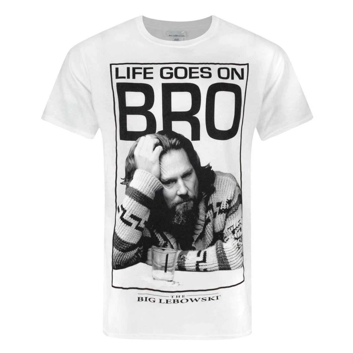 The Big Lebowski Mens Life Goes On Bro T-Shirt (White) - NS8368