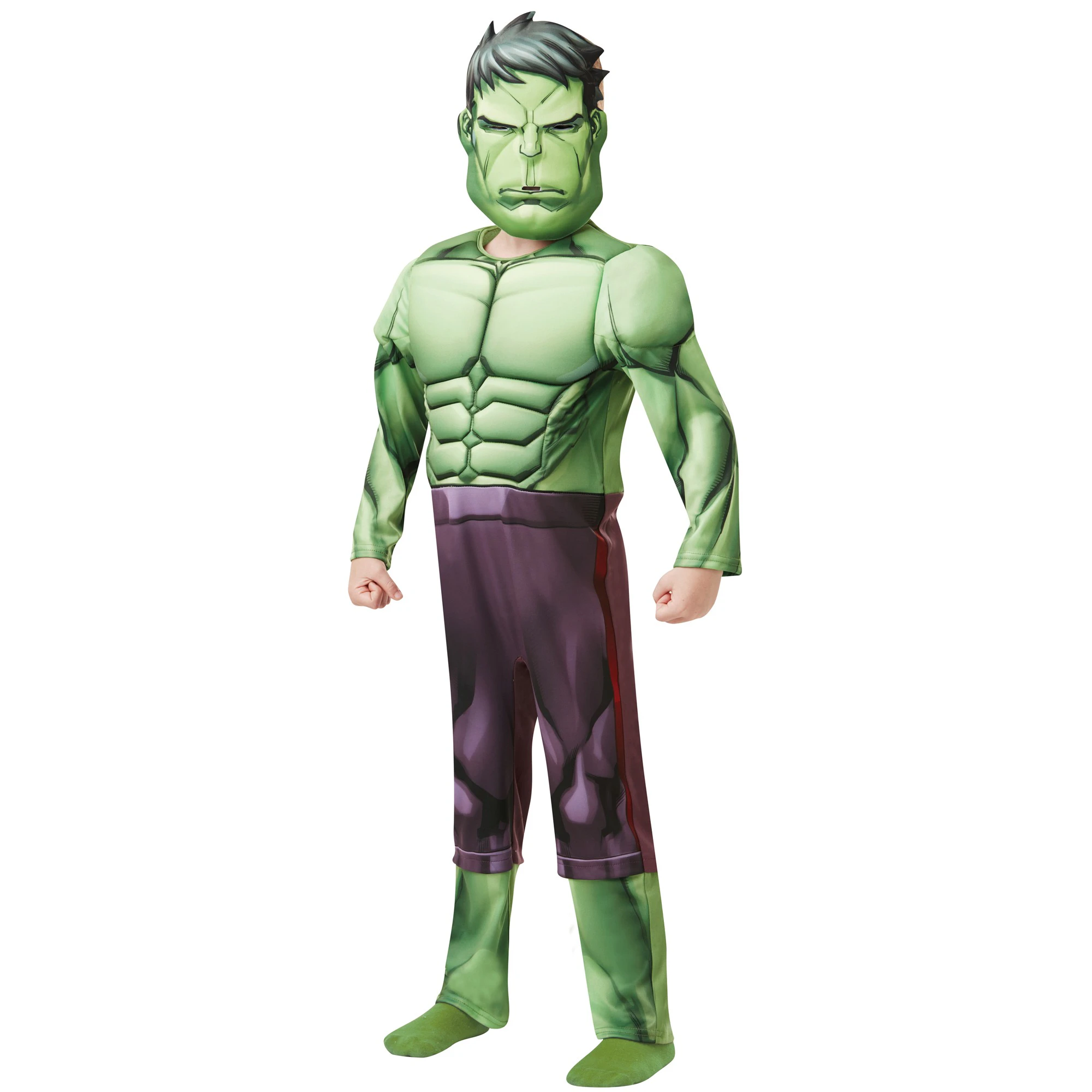 Hulk Childrens/Kids Deluxe Muscles Costume (Green/Purple) - BN5570