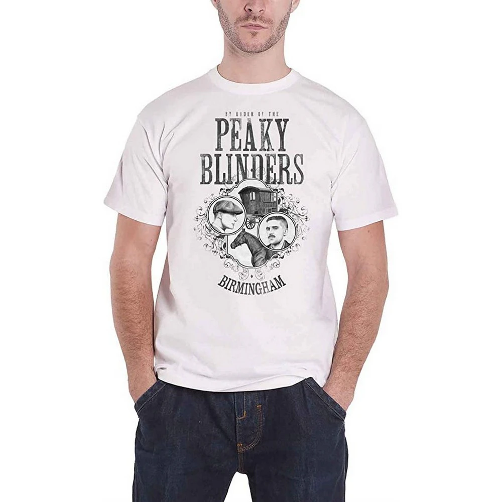 Peaky Blinders Unisex Adult Horse & Cart T-Shirt (White) - RO743