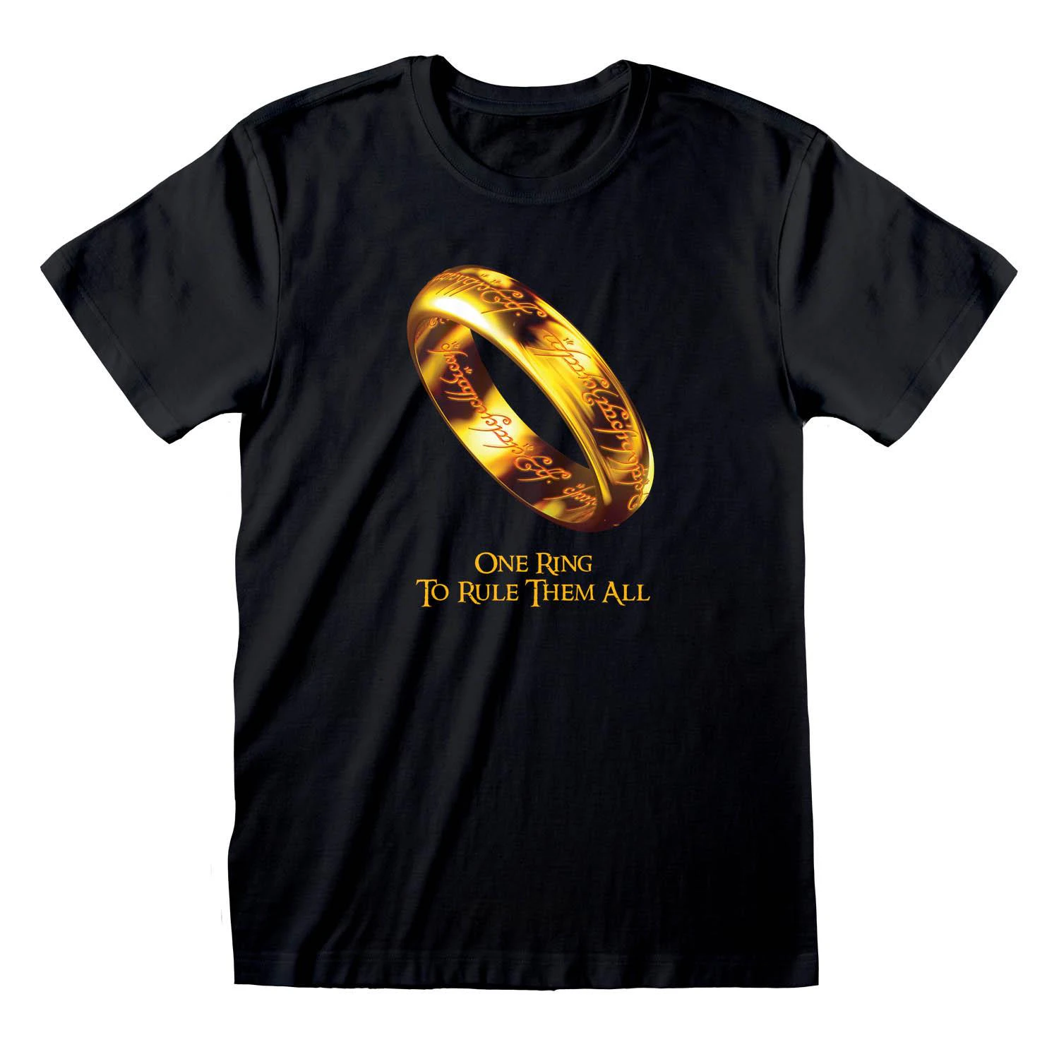 Lord Of The Rings Unisex Adult One Ring To Rule Them All T-Shirt (Black/Gold) - HE748