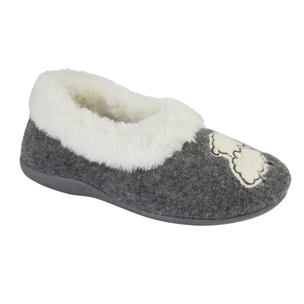 Sleepers Womens Sheep Faux Fur Slippers (Grey) - DF2135