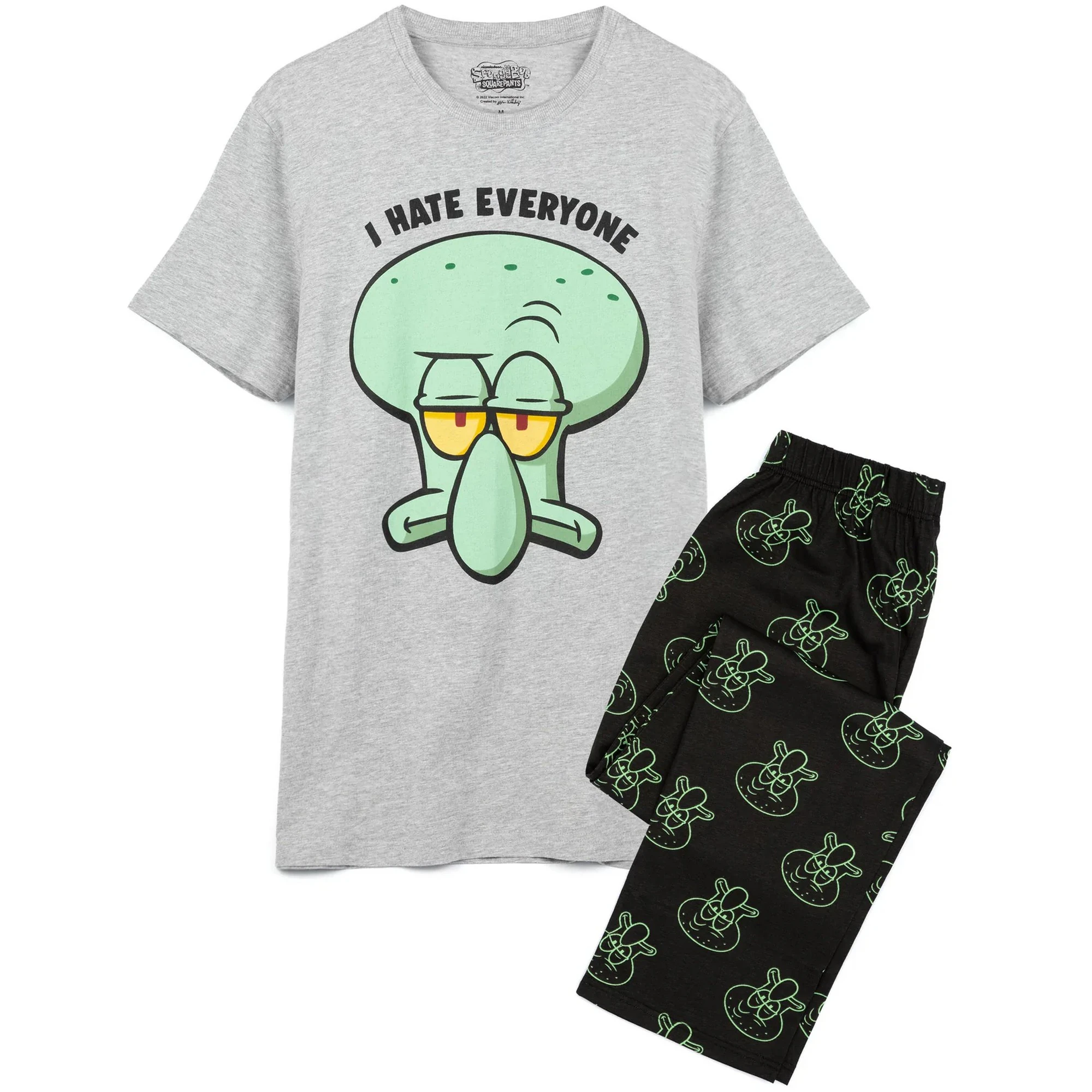 SpongeBob SquarePants Mens Squidward Long Pyjama Set (Grey/Black) - NS6881