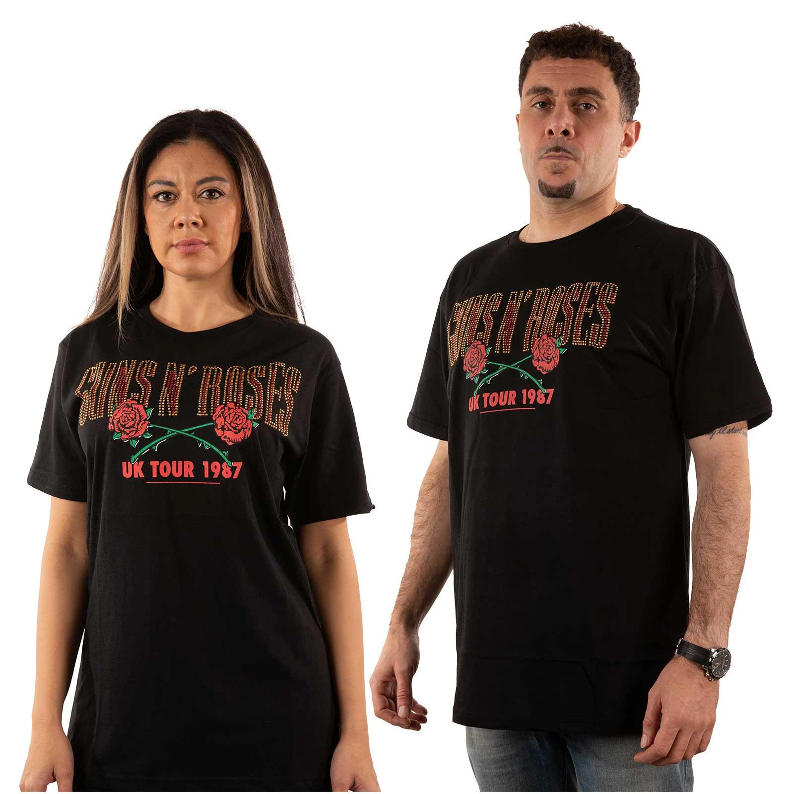 Guns N Roses Unisex Adult 87 Tour Embellished T-Shirt (Black) - RO5008