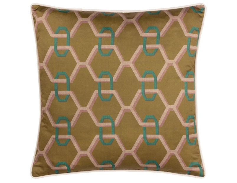 Paoletti Carnaby Satin Chain Geometric Cushion Cover (Bronze) - RV3171