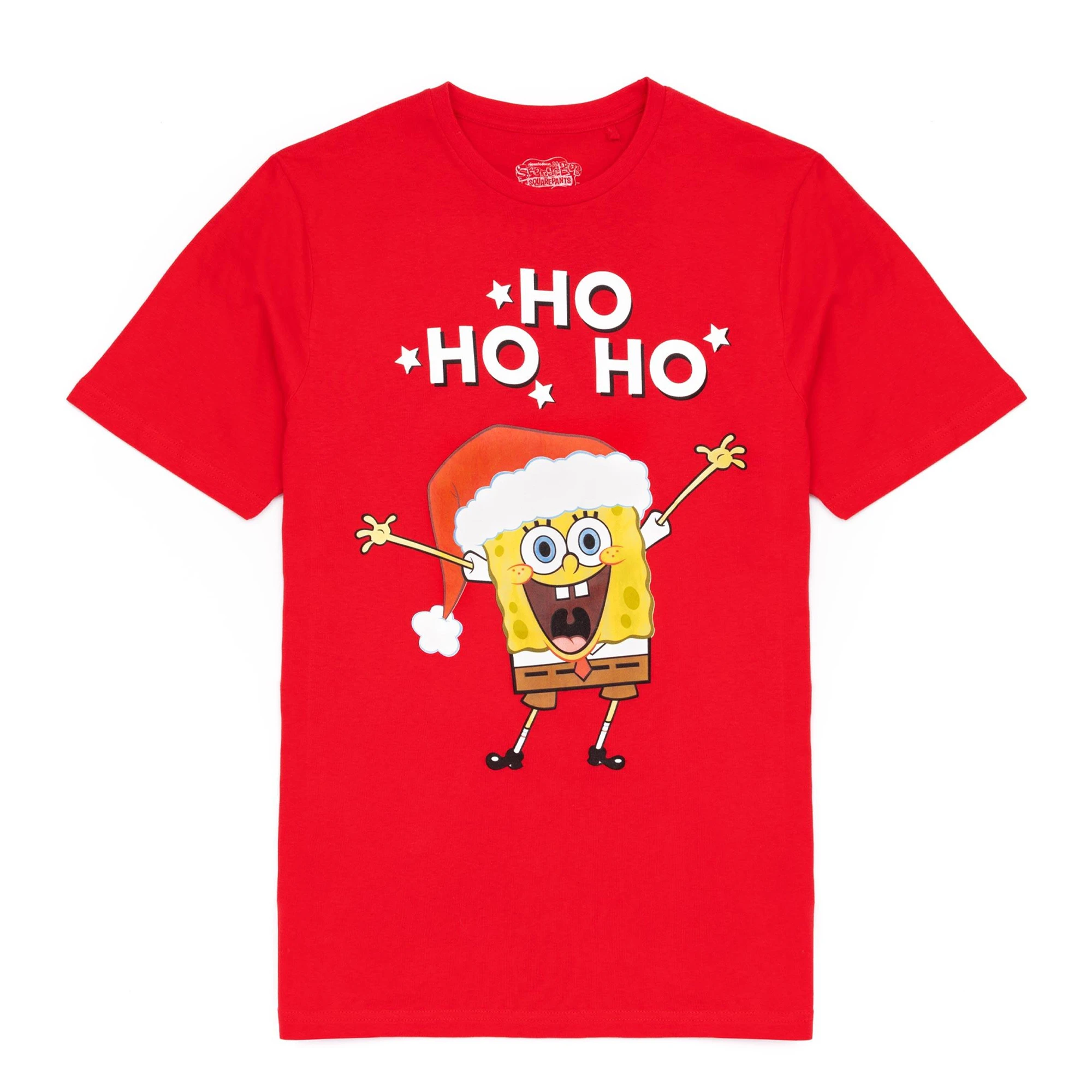 SpongeBob SquarePants Mens Ho Ho Ho Christmas T-Shirt (Red) - NS7295