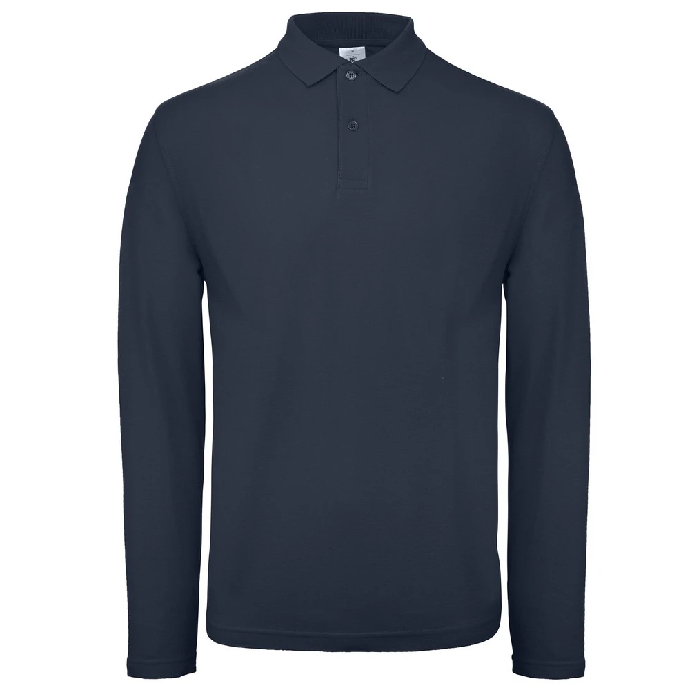 B&C Collection Mens Long Sleeve Polo Shirt (Navy) - RW6356