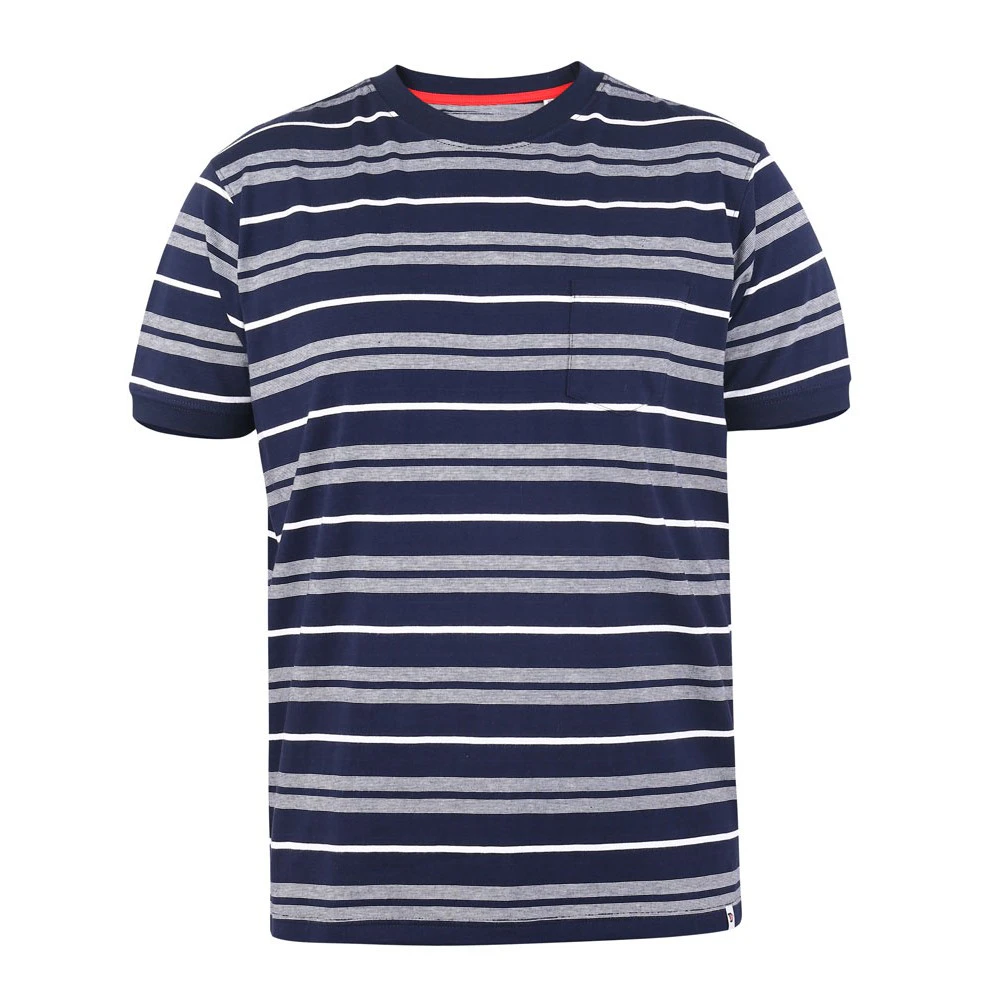 D555 Mens Piccadilly Yarn Dyed Stripe Jacquard Kingsize T-Shirt (Navy/White) - DC376