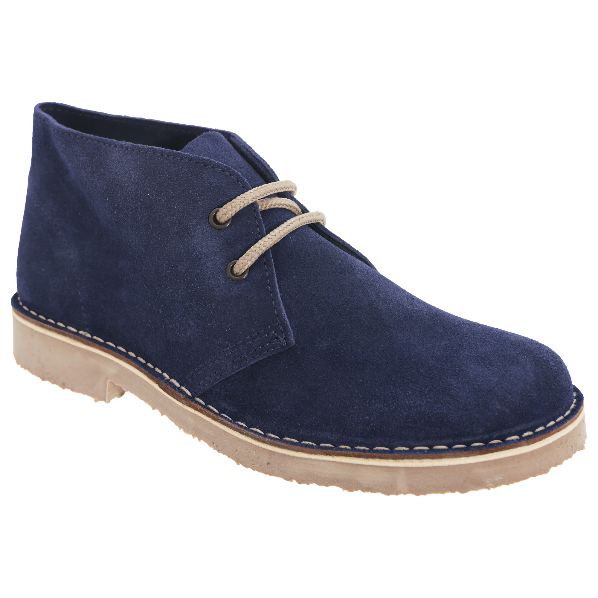 Roamers Womens Real Suede Round Toe Unlined Desert Boots (Navy) - DF230