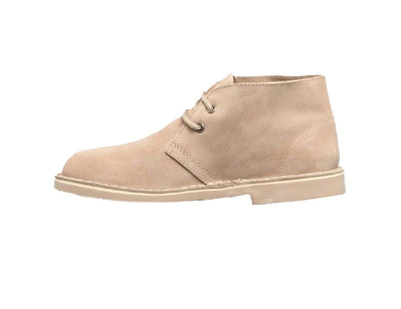 Roamers Womens Real Suede Unlined Desert Boots (Light Taupe) - DF209