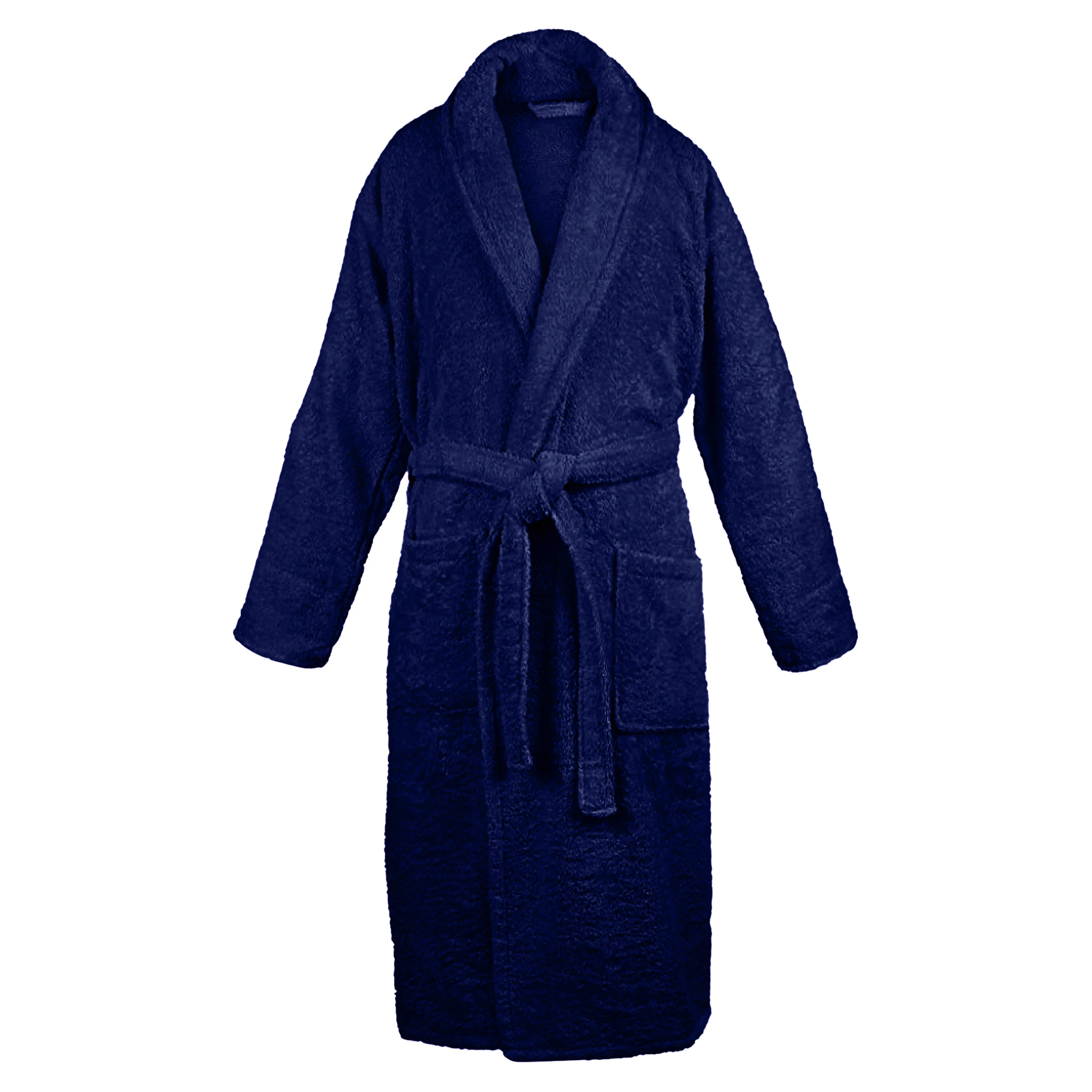 A&R Towels Adults Unisex Bath Robe With Shawl Collar (French Navy) - RW6532