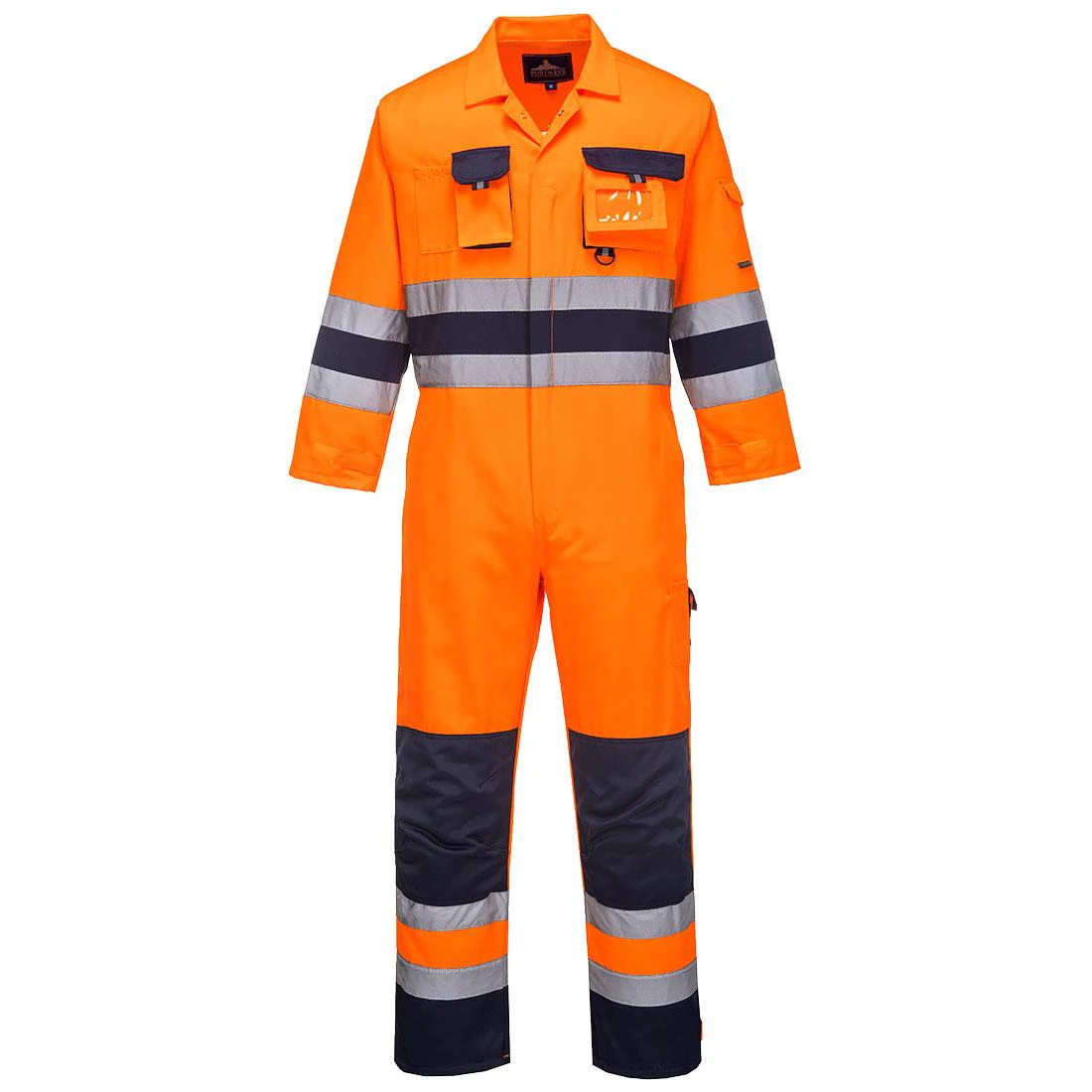 Portwest Mens Nantes Contrast Hi-Vis Work Overalls (Orange/Navy) - PW1255