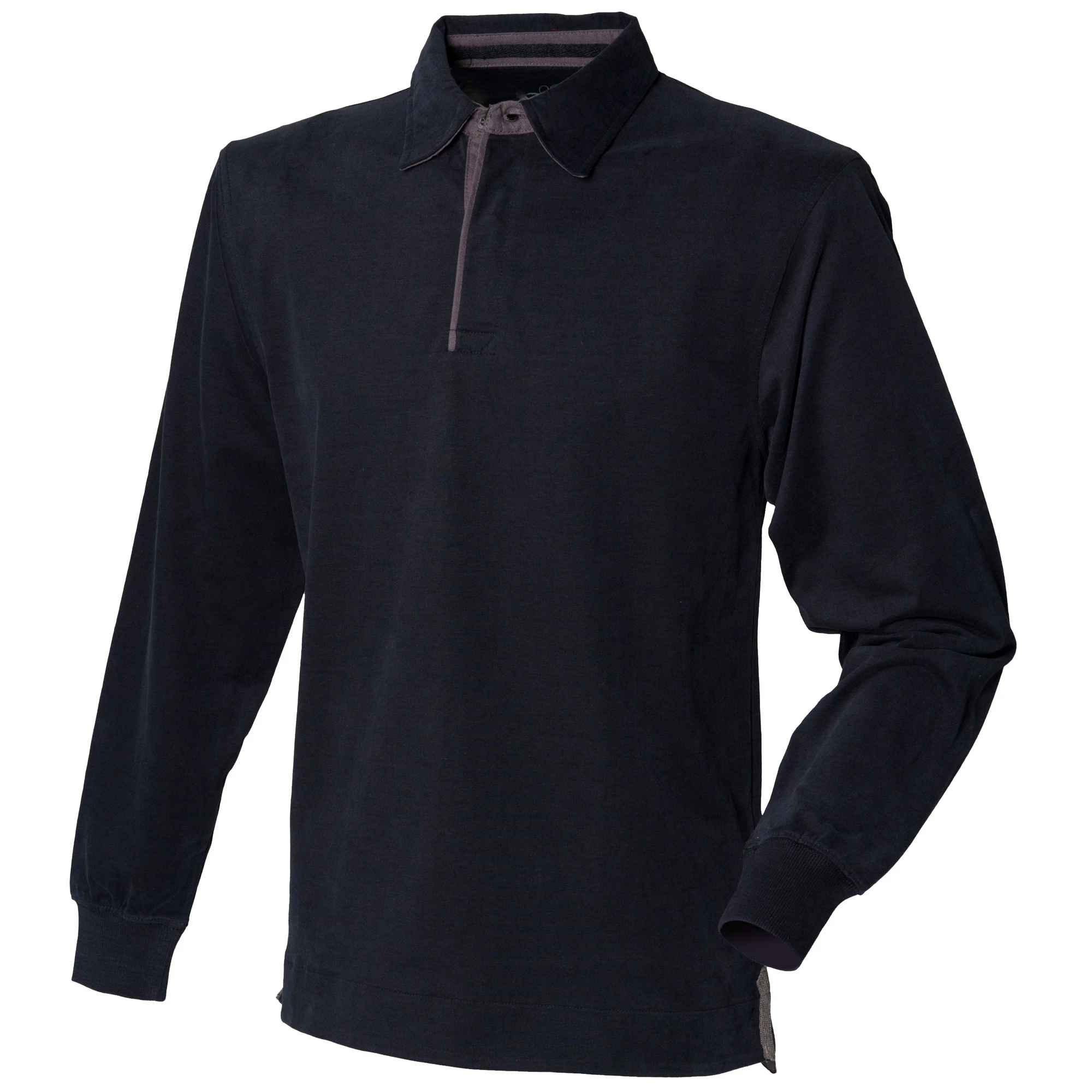 Front Row Mens Super Soft Long Sleeve Rugby Polo Shirt (Black) - RW491