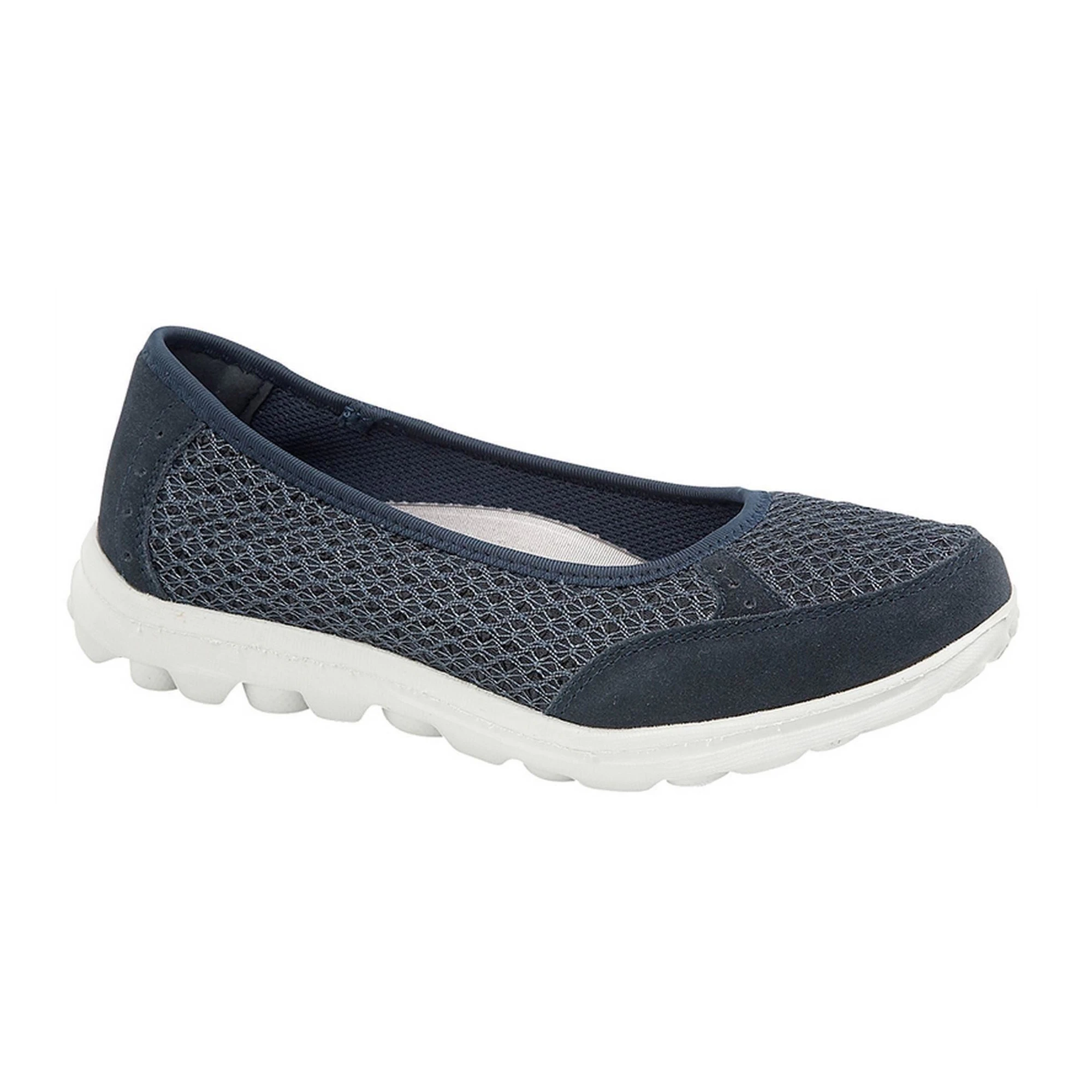 Boulevard Womens Slip On Memory Foam Shoes (Navy) - DF1338