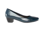 Boulevard Womens Low Heel Plain Court Shoes (Navy) - DF415