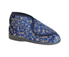 Zedzzz Womens Geraldine Touch Fastening Floral Bootee Slippers (Navy Blue) - DF534