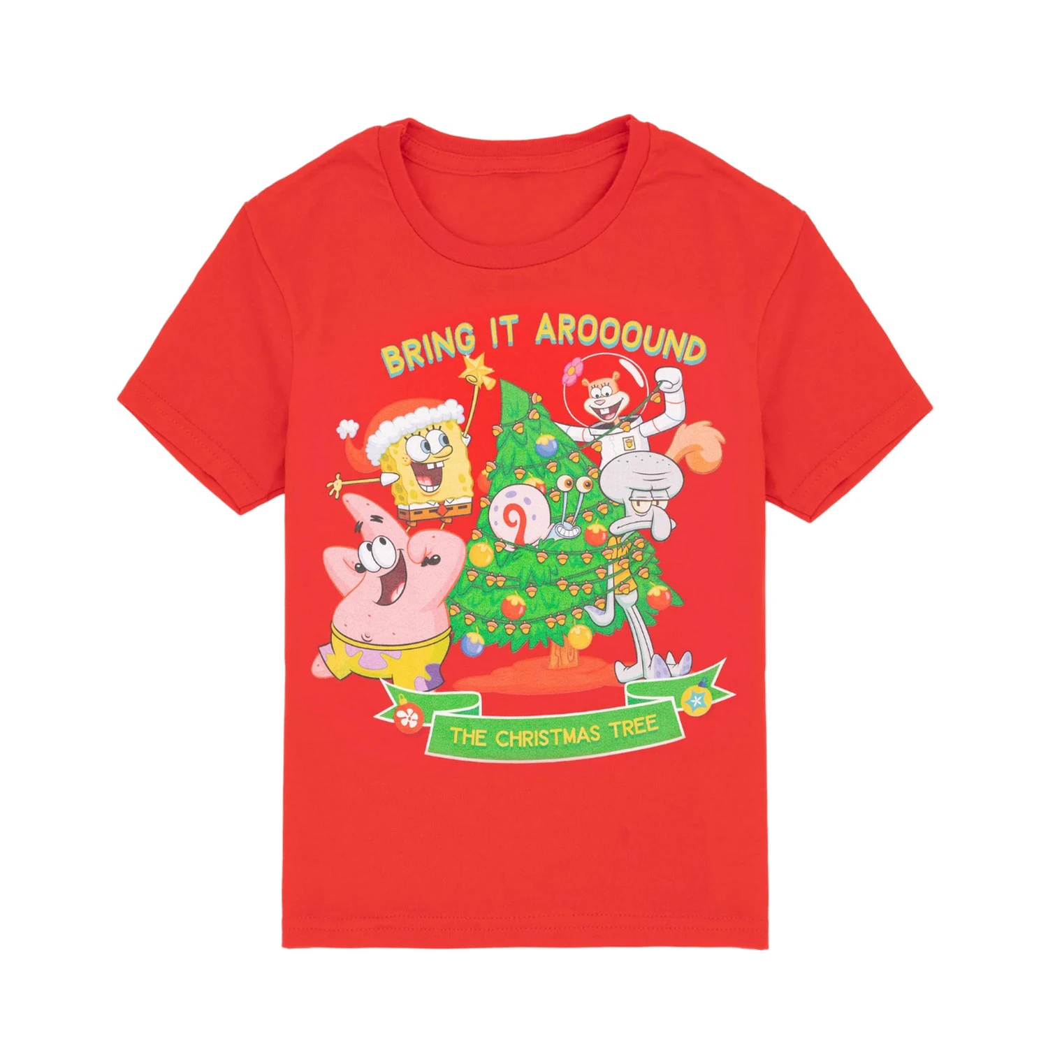 SpongeBob SquarePants Childrens/Kids Christmas Tree T-Shirt (Red) - NS7887