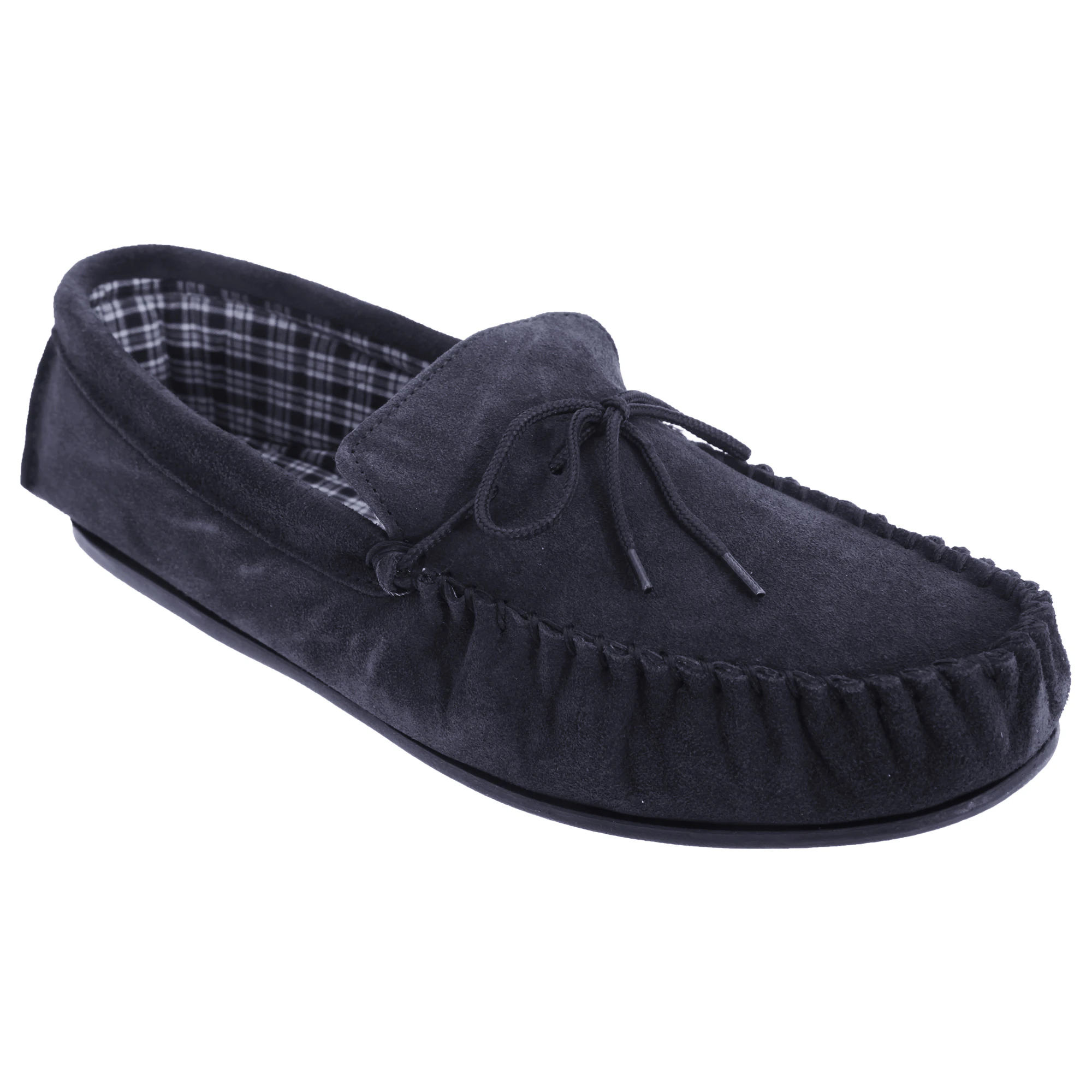 Mokkers Mens Bruce Real Suede Moccasin Slippers (Navy Blue) - DF816