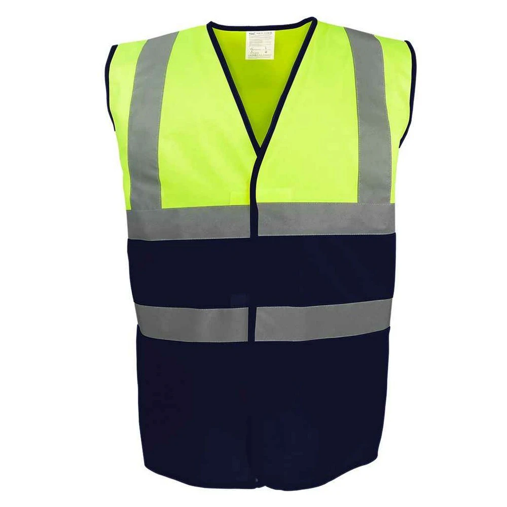 Yoko Unisex Adult Two Tone Hi-Vis Vest (Yellow/Navy) - PC5422