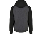 Build Your Brand Mens Basic Raglan Hoodie (Charcoal/Black) - RW8065