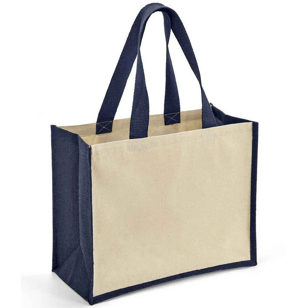 Brand Lab Jute Canvas Shopper (Natural/Navy) - PC5135